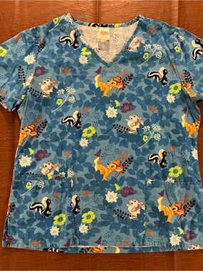 Disney Bambi Women’s 3-Pocket Scrub Top - Size Medium